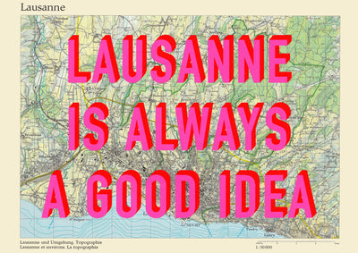 Lausanne Retro Pop Art Map Print (landscape) - Magic Posters