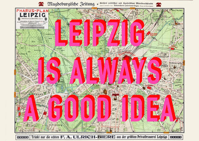 Leipzig Retro Pop Art Map Print (landscape) - Magic Posters
