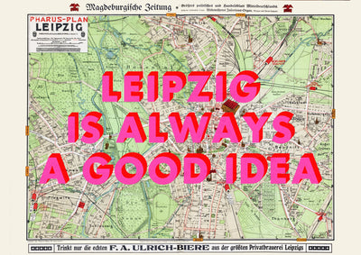 Leipzig Retro Pop Art Map Print (landscape) - Magic Posters