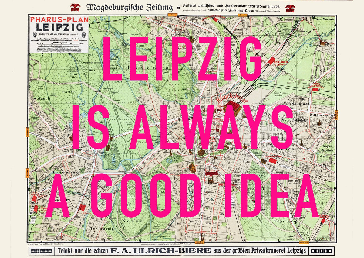 Leipzig Retro Pop Art Map Print (landscape) - Magic Posters