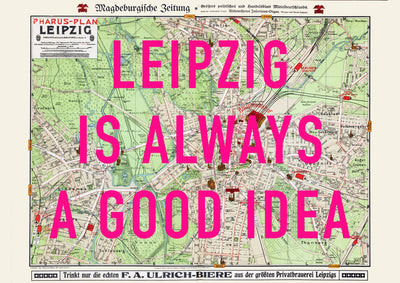 Leipzig Retro Pop Art Map Print (landscape) - Magic Posters