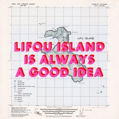Lifou Island Retro Pop Art Map Print (square) - Magic Posters