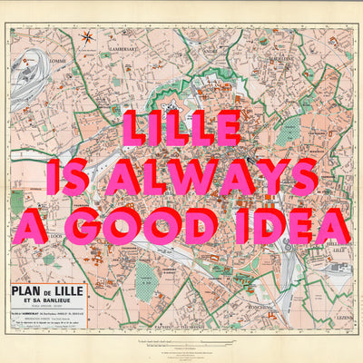Lille Retro Pop Art Map Print (square)