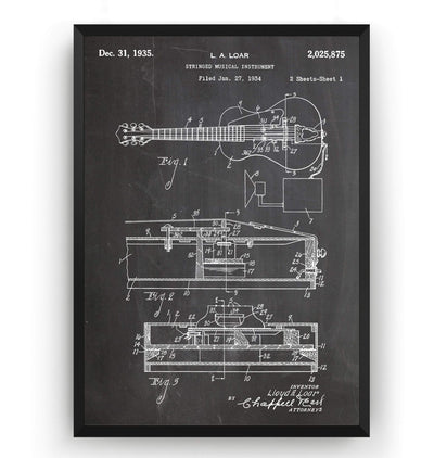Lloyd Loar Vivitone Guitar 1935 Patent Print - Magic Posters