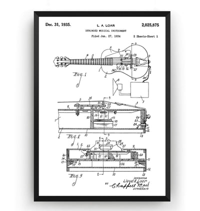 Lloyd Loar Vivitone Guitar 1935 Patent Print - Magic Posters