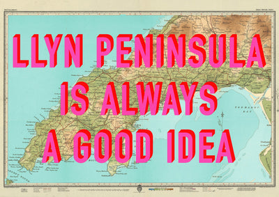 Llyn Peninsula Retro Pop Art Map Print