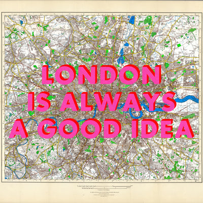 London Retro Pop Art Map Print (square v2)