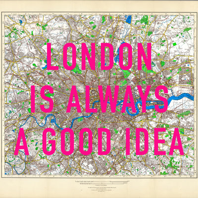 London Retro Pop Art Map Print (square v2)