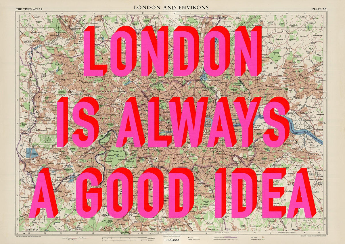 London Retro Pop Art Map Print - Magic Posters