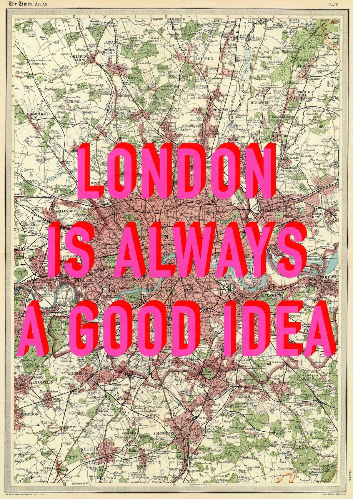 London Retro Pop Art Map Print - Magic Posters