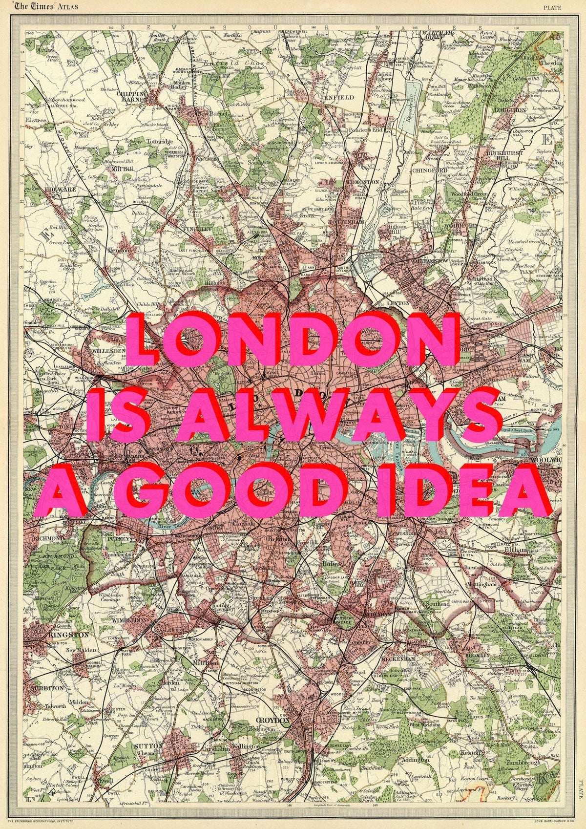 London Retro Pop Art Map Print - Magic Posters