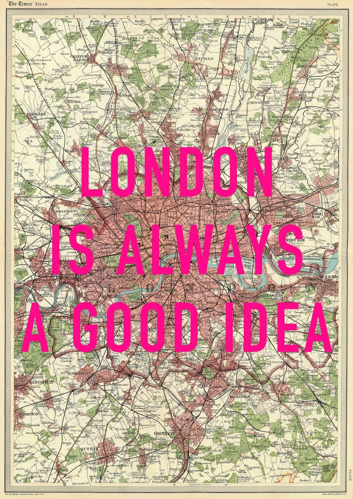 London Retro Pop Art Map Print - Magic Posters