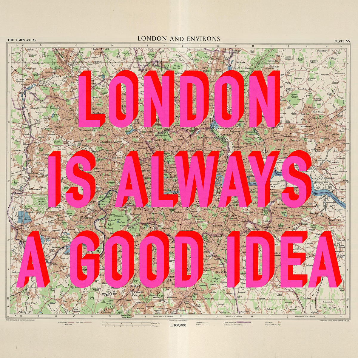 London Retro Pop Art Map Print - Magic Posters