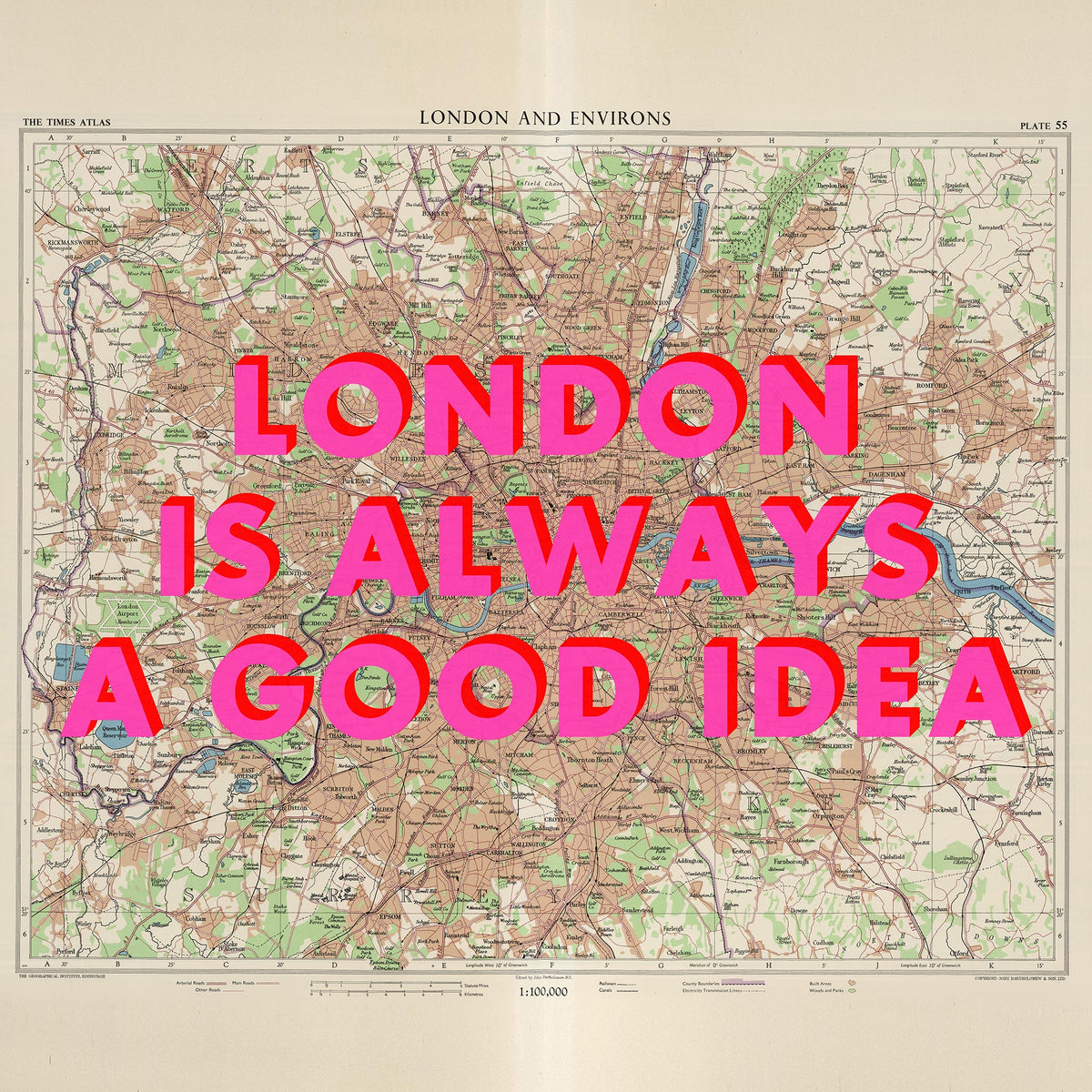London Retro Pop Art Map Print - Magic Posters