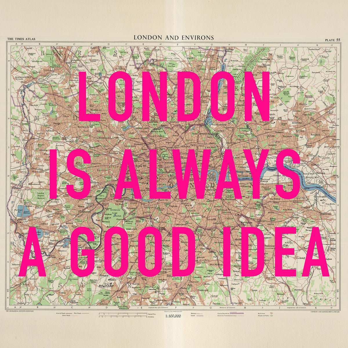 London Retro Pop Art Map Print - Magic Posters