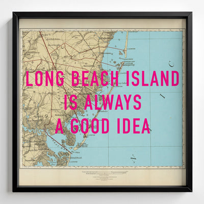 Long Beach Island Retro Pop Art Map Print (square) - Magic Posters