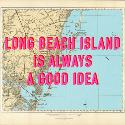 Long Beach Island Retro Pop Art Map Print (square)