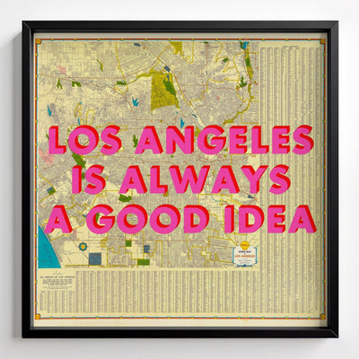 Los Angeles California Retro Pop Art Street Map Print (Square) - black frame mockup - Magic Posters