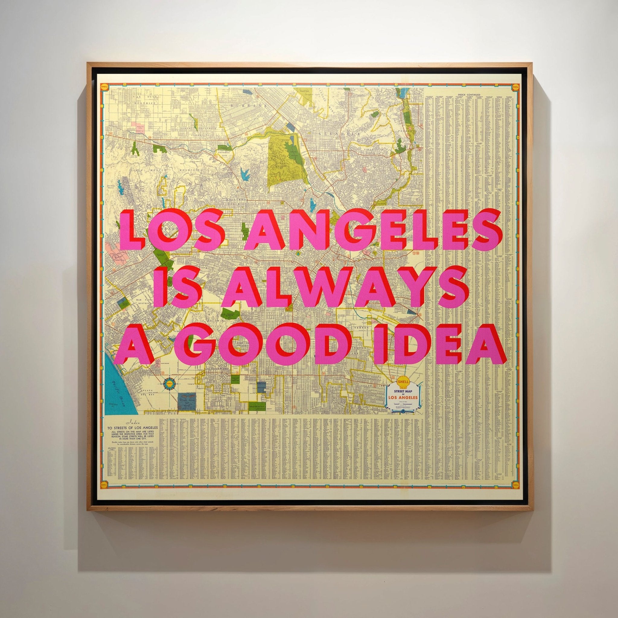 Los Angeles California Retro Pop Art Street Map Print (Square) - Magic Posters