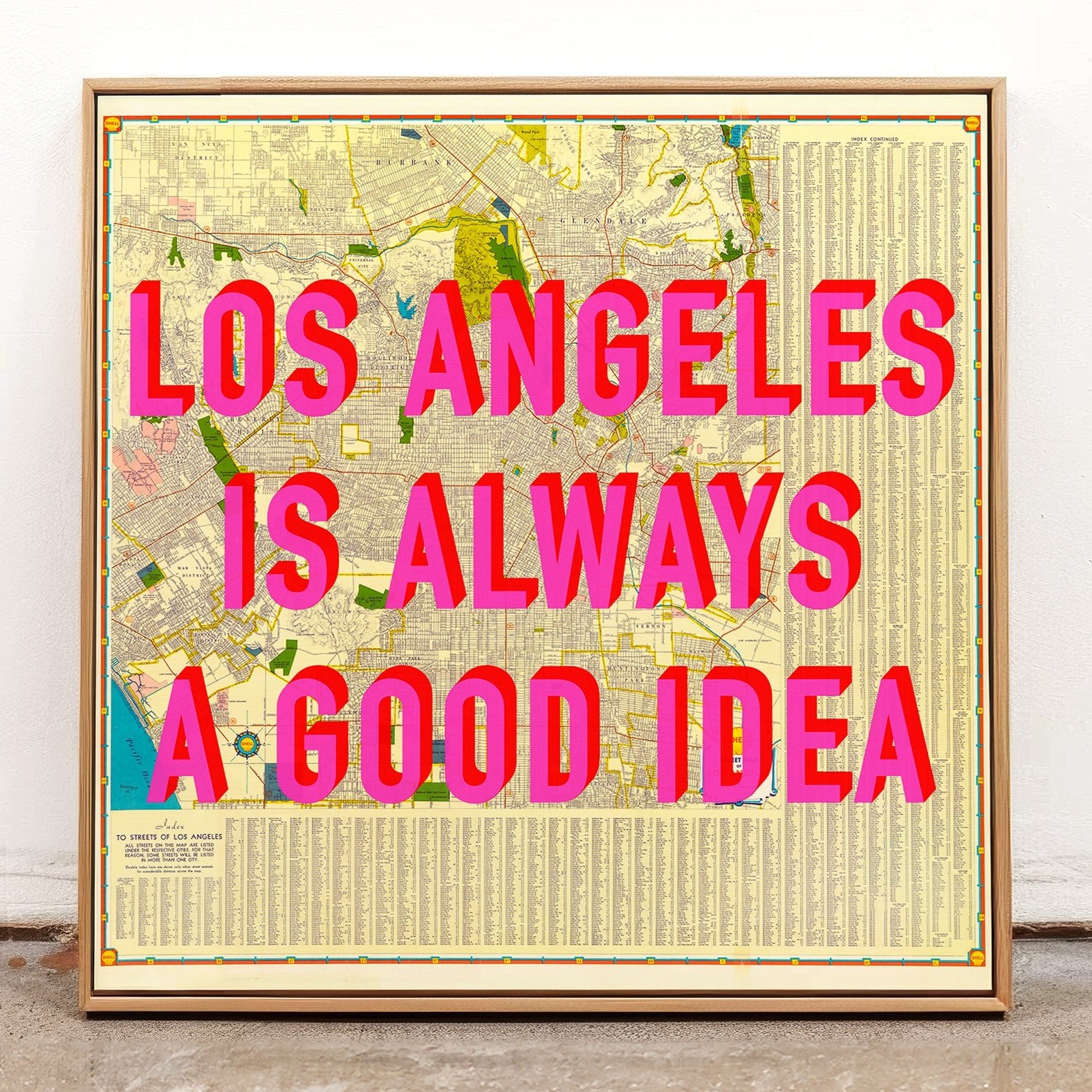 Los Angeles California Retro Pop Art Street Map Print (Square) - Magic Posters
