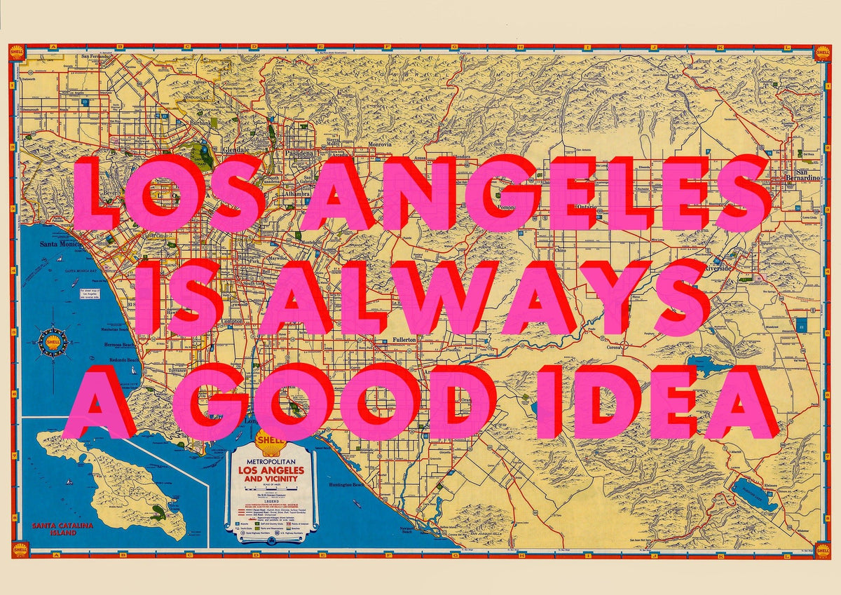 Los Angeles California Retro Pop Art Map Print (landscape)