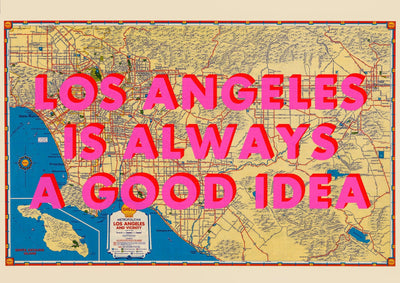 Los Angeles California Retro Pop Art Map Print (landscape)