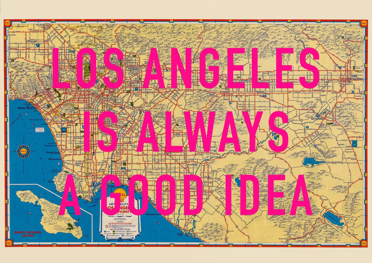 Los Angeles California Retro Pop Art Map Print (landscape)