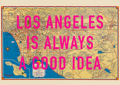 Los Angeles California Retro Pop Art Map Print (landscape)