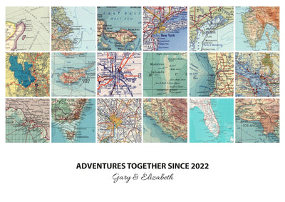Personalised Travel Map Print (Landscape Square Modern)