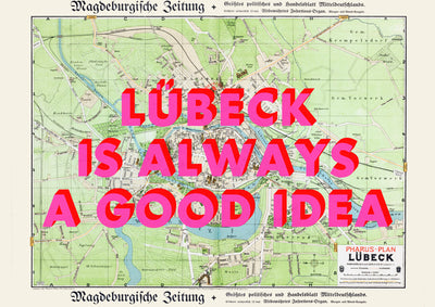 Lübeck Retro Pop Art Map Print (landscape) - Magic Posters