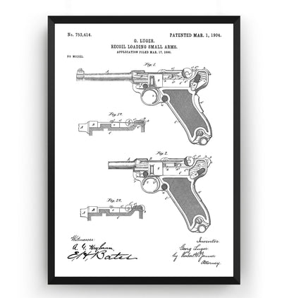 Luger Pistol 1904 Patent Print - Magic Posters
