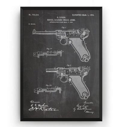 Luger Pistol 1904 Patent Print - Magic Posters