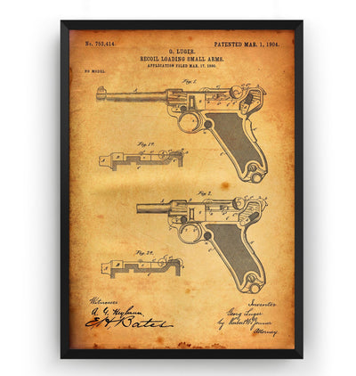 Luger Pistol 1904 Patent Print - Magic Posters