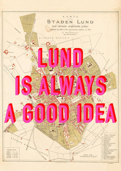 Lund Retro Pop Art Map Print (portrait)