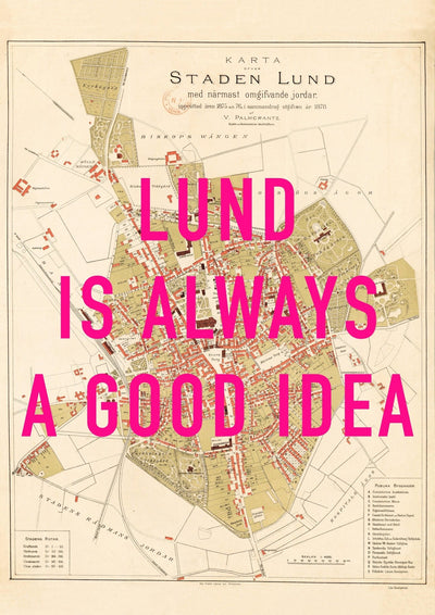 Lund Retro Pop Art Map Print (portrait)