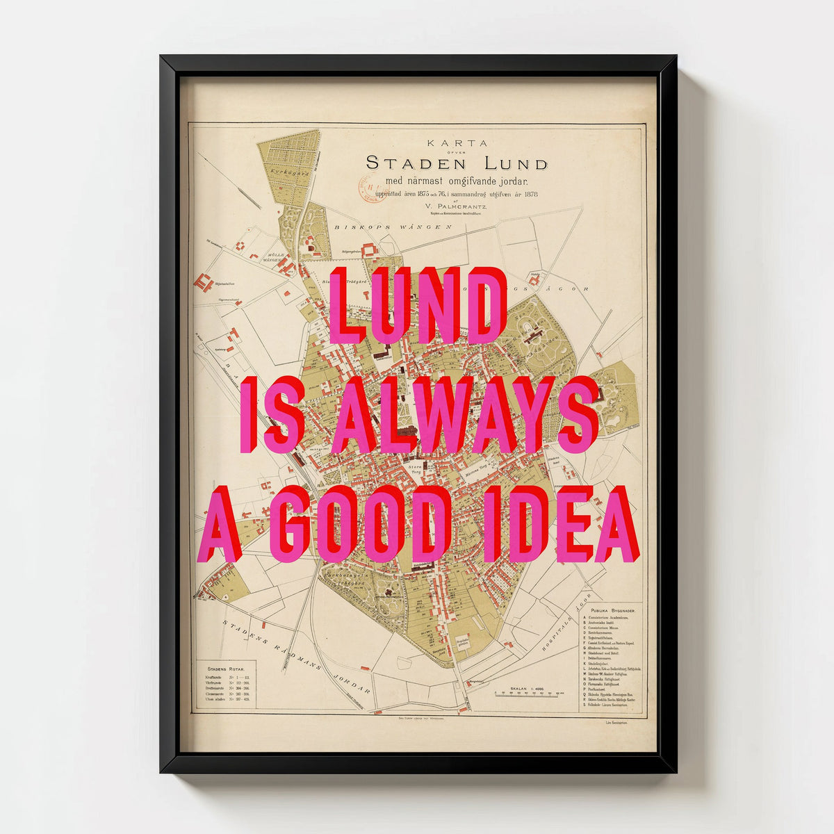 Lund Retro Pop Art Map Print (portrait) - Magic Posters