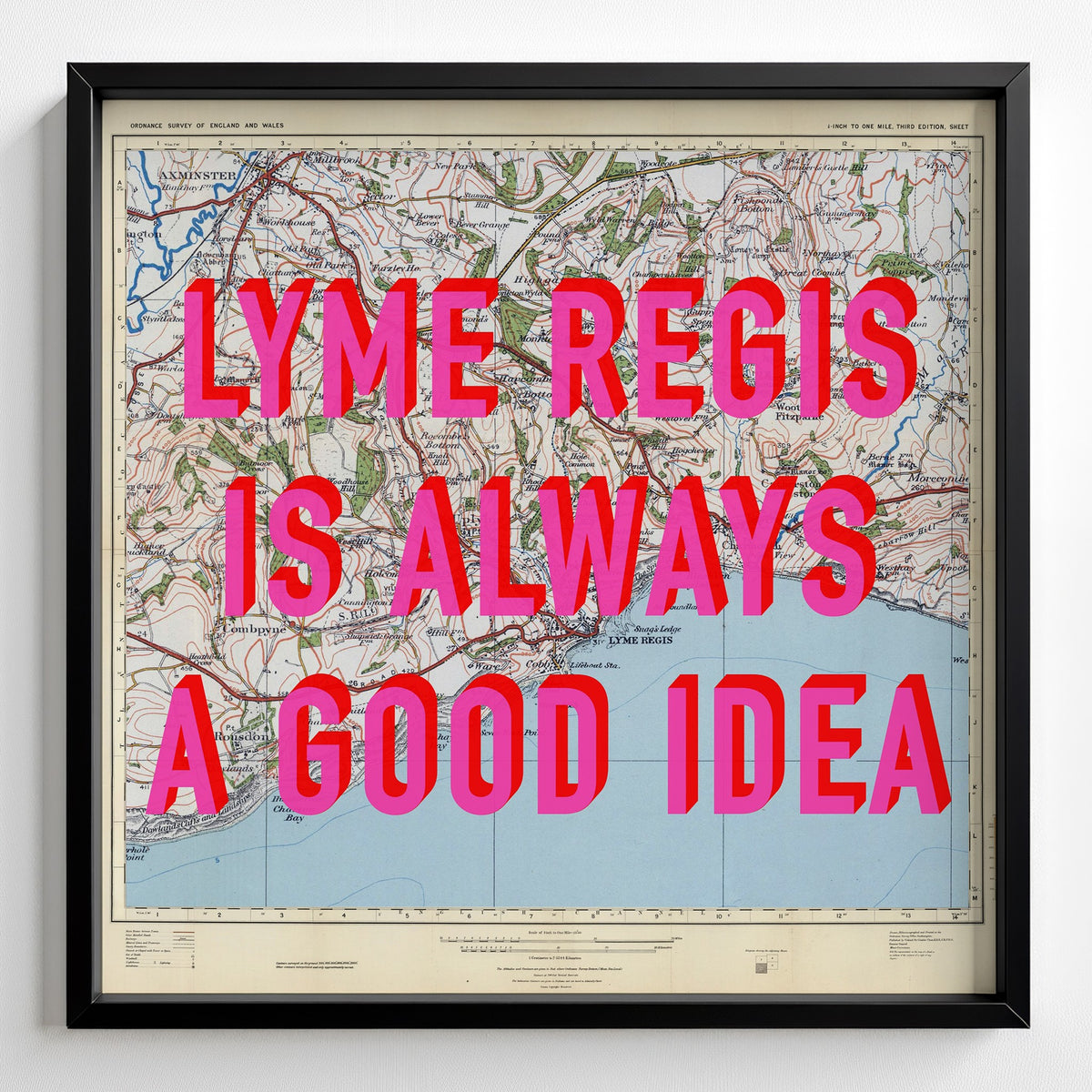 Lyme Regis Retro Pop Art Map Print (square) - Magic Posters