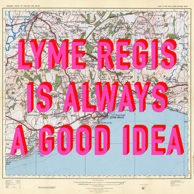 Lyme Regis Retro Pop Art Map Print (square)