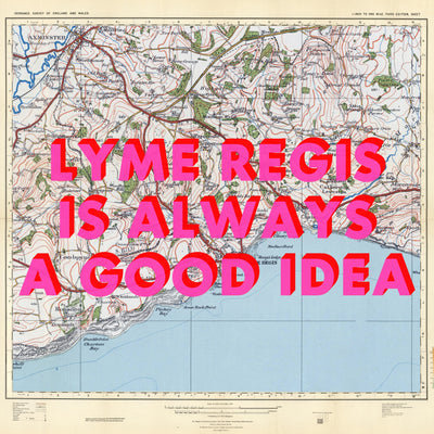 Lyme Regis Retro Pop Art Map Print (square)
