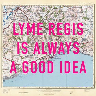 Lyme Regis Retro Pop Art Map Print (square)
