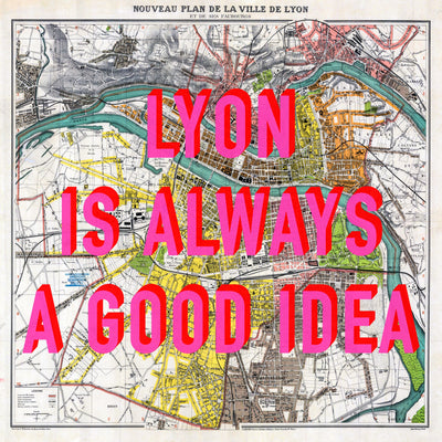 Lyon Retro Pop Art Map Print (square)