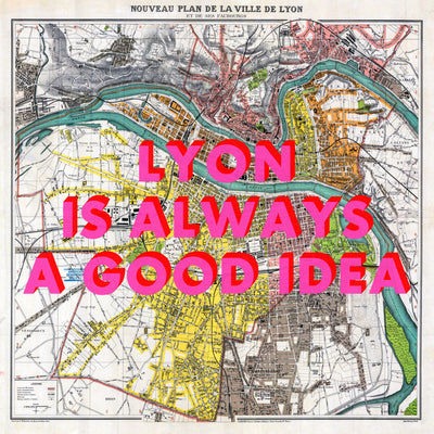 Lyon Retro Pop Art Map Print (square)