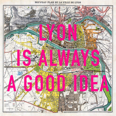 Lyon Retro Pop Art Map Print (square)
