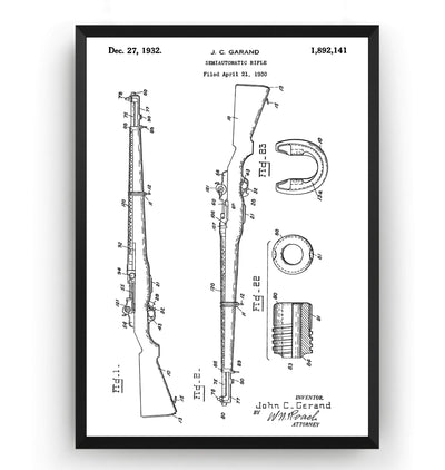 M-1 Rifle 1932 Patent Print - Magic Posters
