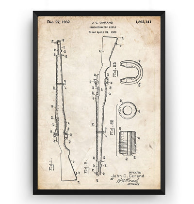 M-1 Rifle 1932 Patent Print - Magic Posters