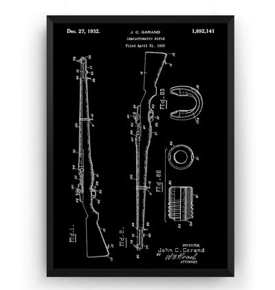 M-1 Rifle 1932 Patent Print - Magic Posters