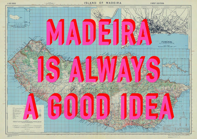 Madeira Retro Pop Art Map Print (landscape)
