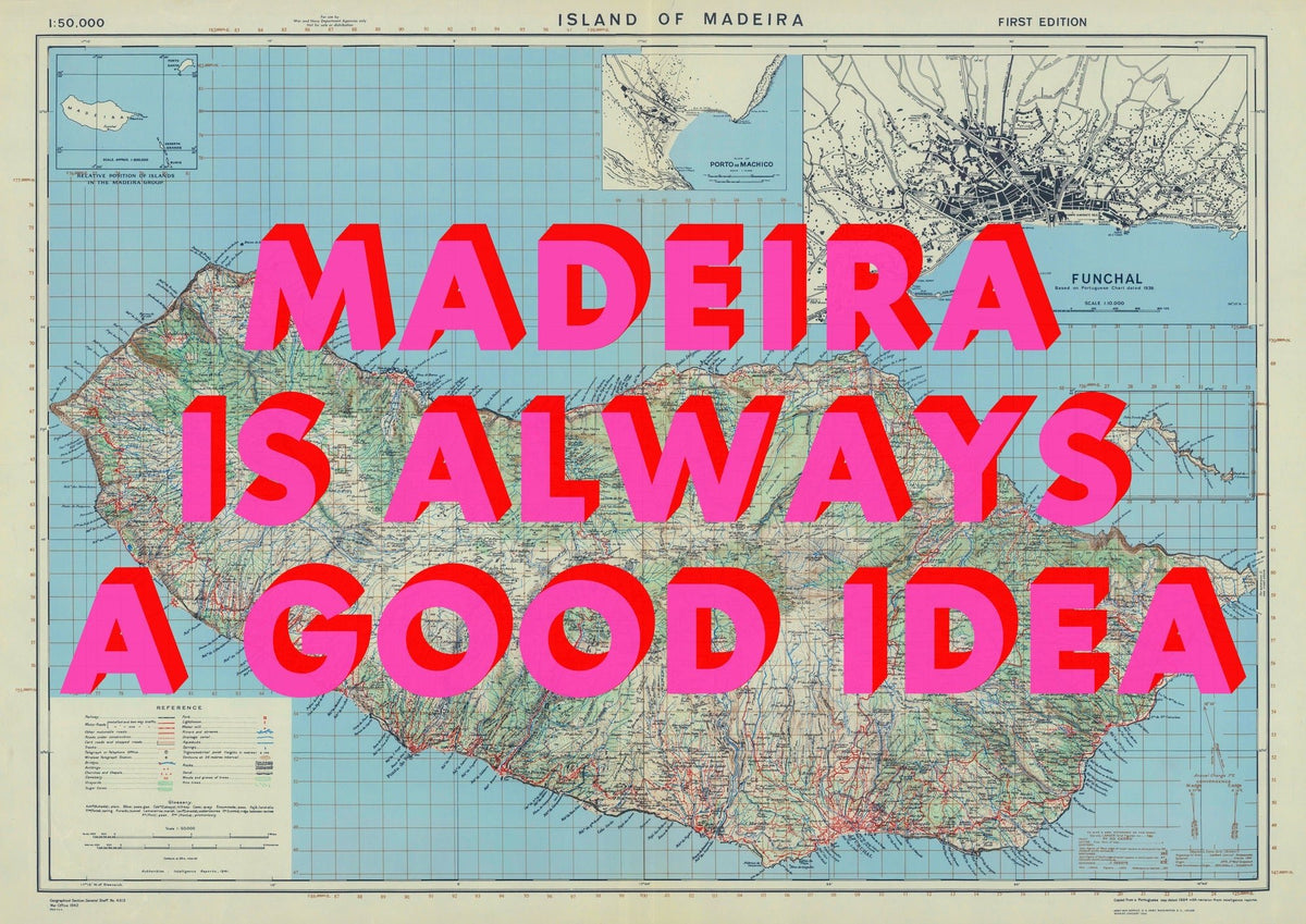 Madeira Retro Pop Art Map Print (landscape)