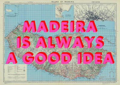 Madeira Retro Pop Art Map Print (landscape)