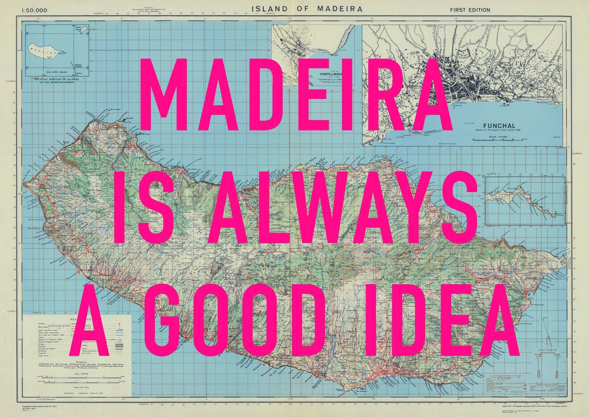 Madeira Retro Pop Art Map Print (landscape)